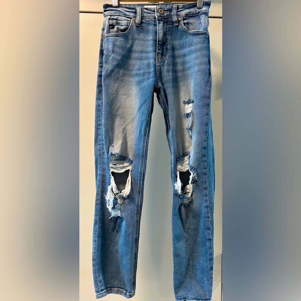 Vici High Rise Distressed Denim - Picture 2 of 5